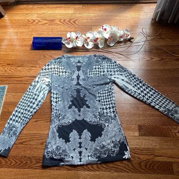 Cache Multi Design Print Long Sleeve Top - Black, White, Gray Hues - RARE!!! XS - Picture 6 of 13